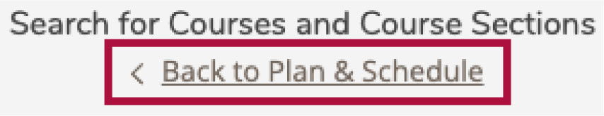 Screenshot of the 'Back to Plan & Schedule' link
